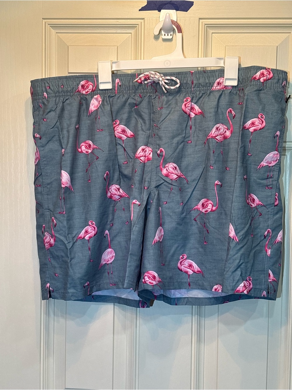 Swim Shorts with Pink Flamingo Print